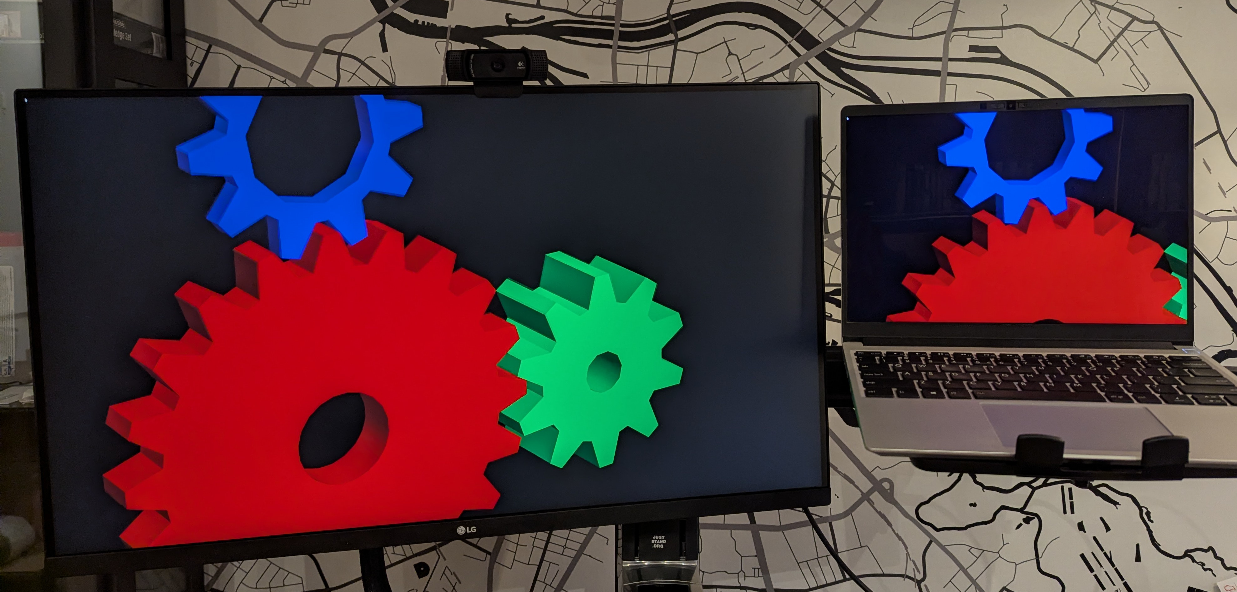 Two displays showing the same content